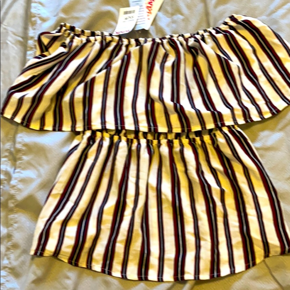 Brand new off shoulder stripped shirt